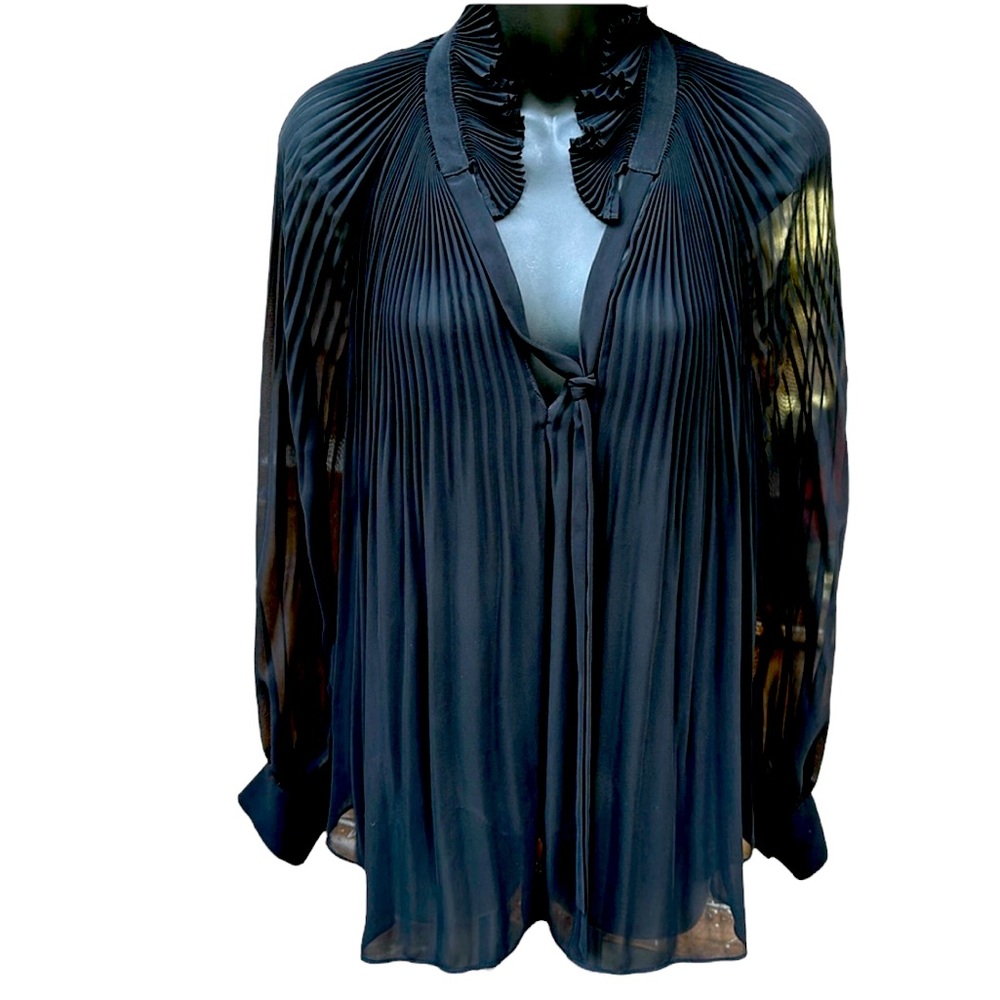 GEOFFREY HENNING black sheer feminine blouse, Small, NWT